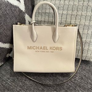 Cream Michael Kors Mirella Medium Tote Satchel Shoulder HandBag Purse